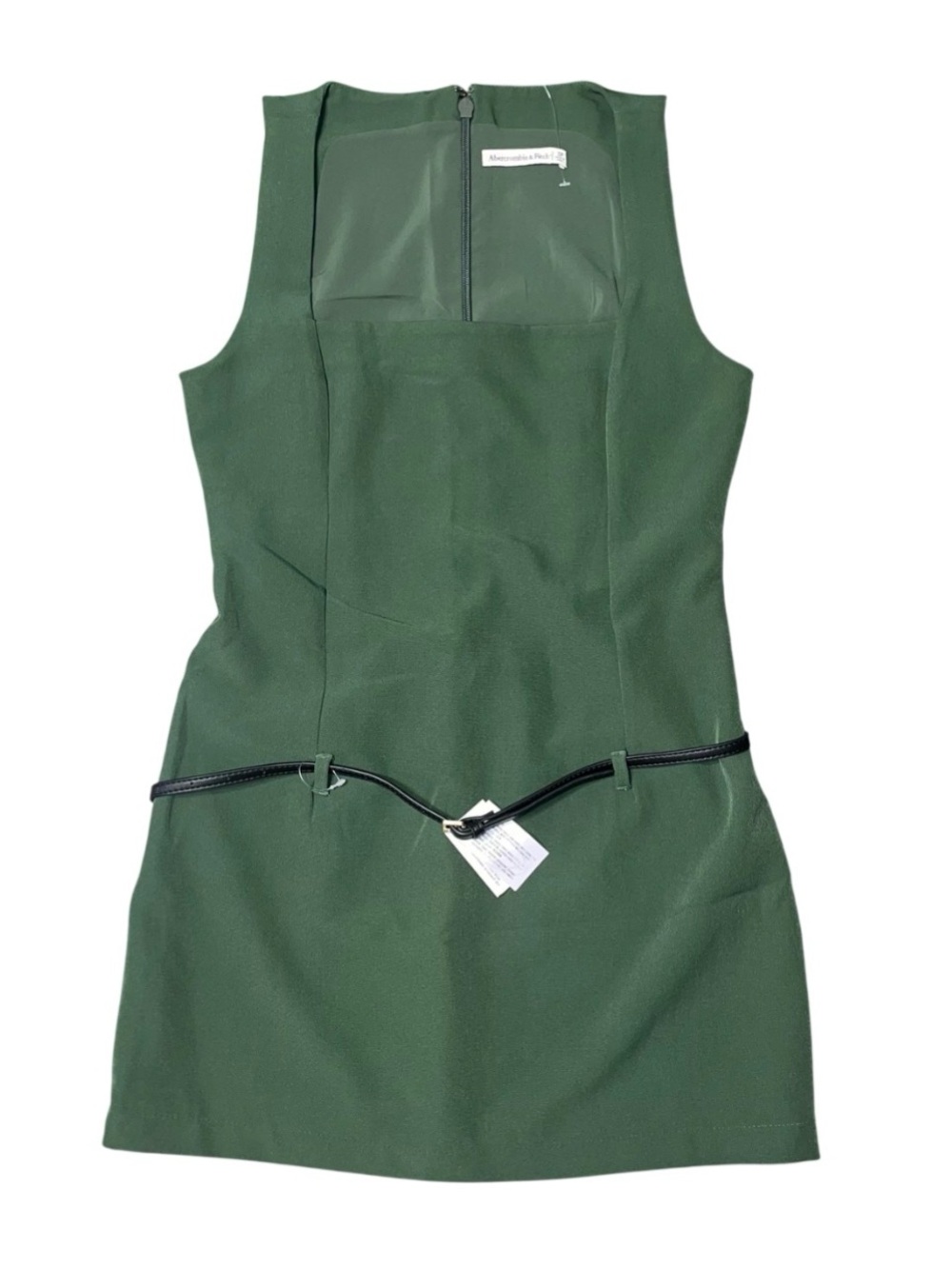 Abercrombie & Fitch Green Square Neck Black Belt Dress NWT Small Suit Sleeveless
